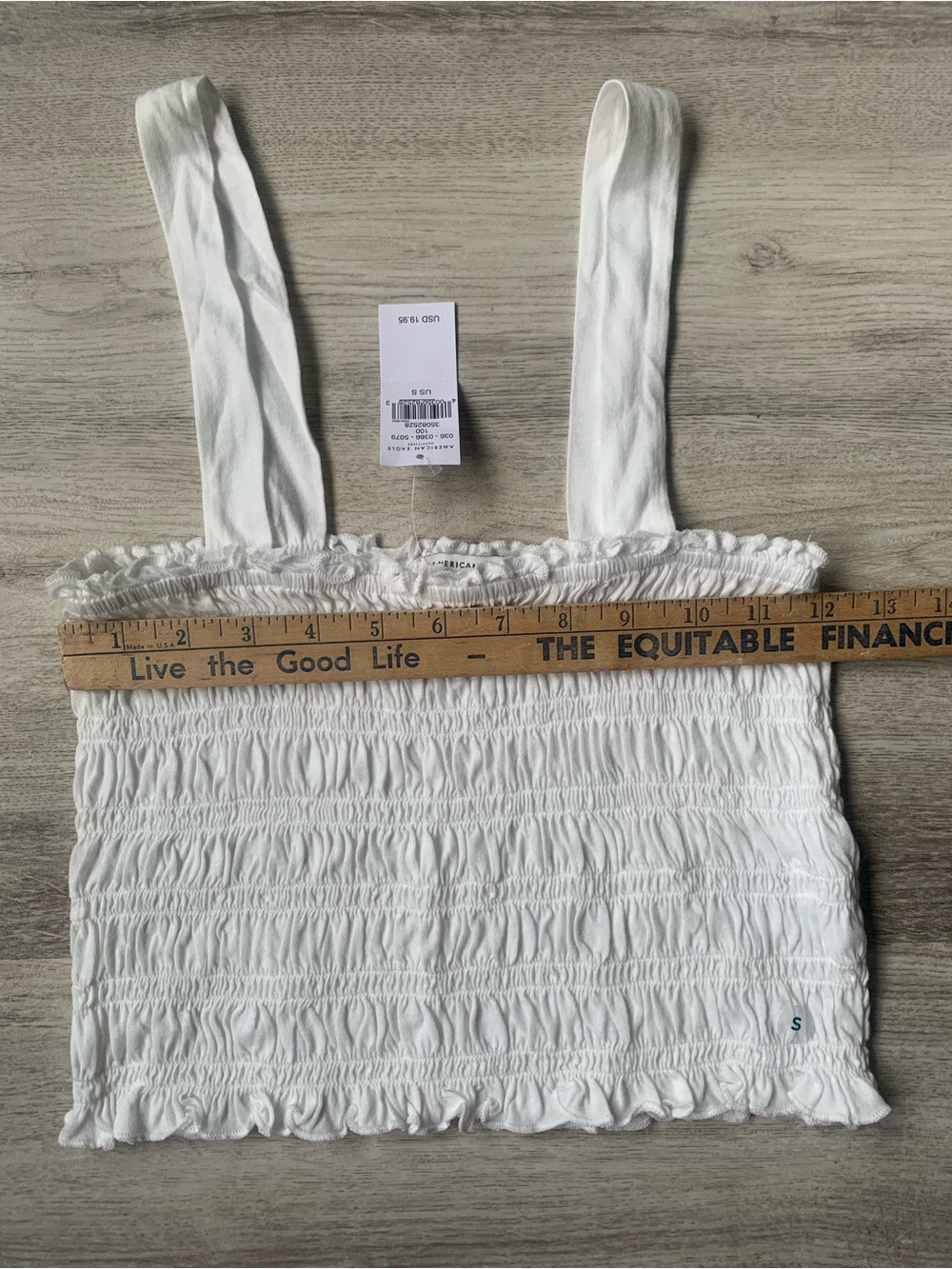 NWT! American Eagle White Smocked copped Tank Top size small - Picture 2 of 7